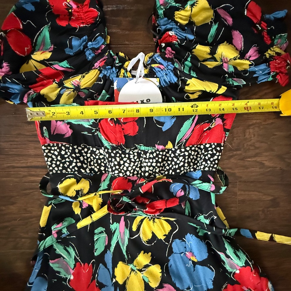 Rixo Black Floral Maxi Dress Short Sleeve Size 2 NWT - Picture 7 of 14